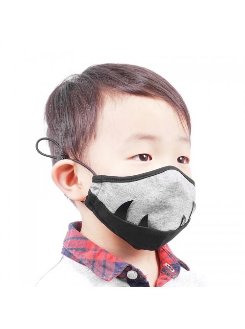 Black Tusk Decoration Grey Punk Knit Kids Mask