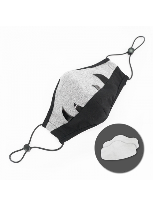 Black Tusk Decoration Grey Punk Knit Kids Mask