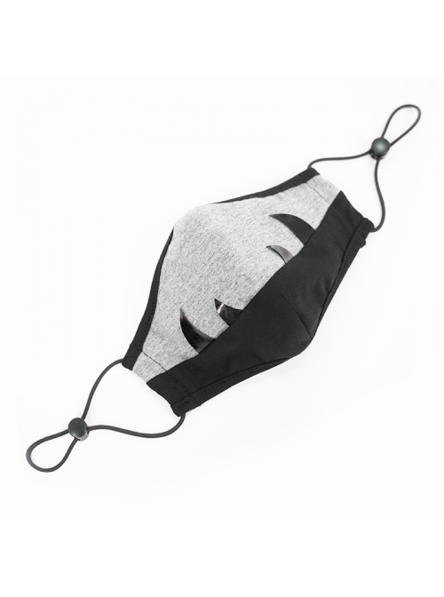 Black Tusk Decoration Grey Punk Knit Kids Mask
