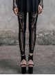 Front Splice Mesh Lace-Up Black Gothic Knit Legging