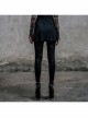 Front Splice Mesh Lace-Up Black Gothic Knit Legging