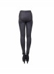 Front Splice Mesh Lace-Up Black Gothic Knit Legging