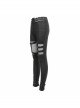 Metal Eyelets Belt Front Splice Mesh Metal Rivet Leg Loop Black Punk Legging