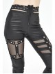 Metal Eyelets Belt Front Splice Mesh Metal Rivet Leg Loop Black Punk Legging