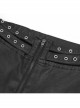 Metal Eyelets Belt Front Splice Mesh Metal Rivet Leg Loop Black Punk Legging