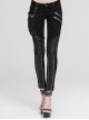 Women Metal Ring Decoration Leg Bag Black Punk Twill Pants