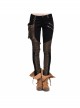 Women Metal Ring Decoration Leg Bag Brown Punk Twill Pants
