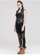 Women Metal Ring Decoration Leg Bag Brown Punk Twill Pants