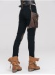 Women Metal Ring Decoration Leg Bag Brown Punk Twill Pants