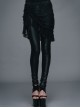 Rose Lace Mesh Outer Skirt Black Gothic Faux Leather Legging
