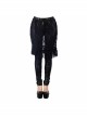 Rose Lace Mesh Outer Skirt Black Gothic Faux Leather Legging