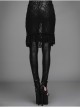 Rose Lace Mesh Outer Skirt Black Gothic Faux Leather Legging
