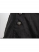 Front Double-Breasted Buttons Back Waist Lace-Up Frill Lace Hem Black Gothic Jacquard Short Pants