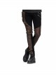 Men Metal Ring Decoration Leg Bag Brown Punk Twill Pants