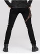 Men Metal Ring Decoration Leg Bag Brown Punk Twill Pants