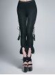 Side Hollow-Out Lace-Up Slit Lace Hem Black Gothic Legging