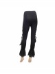 Side Hollow-Out Lace-Up Slit Lace Hem Black Gothic Legging