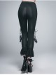 Side Hollow-Out Lace-Up Slit Lace Hem Black Gothic Legging