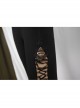 Side Hollow-Out Lace-Up Slit Lace Hem Black Gothic Legging