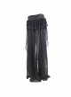 Front Buckle Back Waist Lace-Up Chiffon Lace Hem Black Gothic Short Pants