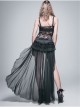 Front Buckle Back Waist Lace-Up Chiffon Lace Hem Black Gothic Short Pants