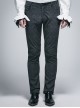 Side Braided Strap Black Gothic Jacquard Trousers