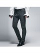 Side Braided Strap Black Gothic Jacquard Trousers