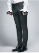 Side Braided Strap Black Gothic Jacquard Trousers
