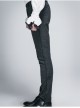 Side Braided Strap Black Gothic Jacquard Trousers