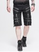 Metal Zipper Decoration Metal Buckle Leather Leg Loop Black Punk Middle Pants