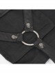 Metal Zipper Decoration Metal Buckle Leather Leg Loop Black Punk Middle Pants