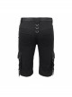 Metal Zipper Decoration Metal Buckle Leather Leg Loop Black Punk Middle Pants