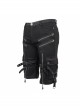 Metal Zipper Decoration Metal Buckle Leather Leg Loop Black Punk Middle Pants