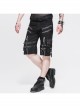 Metal Zipper Decoration Metal Buckle Leather Leg Loop Black Punk Middle Pants