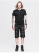 Metal Zipper Decoration Metal Buckle Leather Leg Loop Black Punk Middle Pants