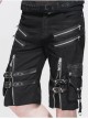 Metal Zipper Decoration Metal Buckle Leather Leg Loop Black Punk Middle Pants