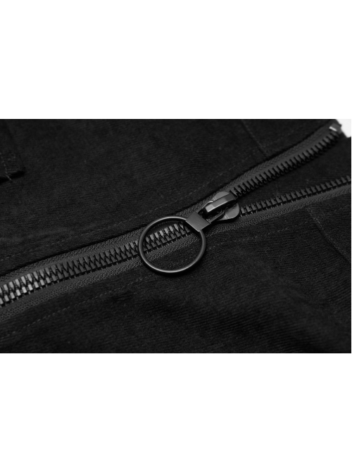 Steam Punk Female Black Zipper Strap High Waist Short Skirt