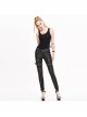 Metal Zipper Decoration Metal Buckle Leather Leg Loop Black And Bronze Punk Leather Pants