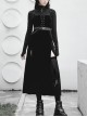 Steam Punk Female Black Velvet High Waist Binding Strap Dress