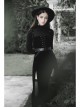 Steam Punk Female Black Velvet High Waist Binding Strap Dress