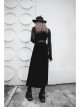 Steam Punk Female Black Velvet High Waist Binding Strap Dress