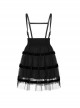 Steam Punk Female Black Mesh STitching Strap High Waist Dress