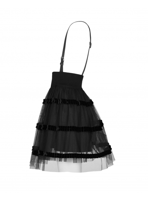 Steam Punk Female Black Mesh STitching Strap High Waist Dress
