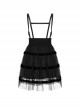 Steam Punk Female Black Mesh STitching Strap High Waist Dress