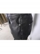 Men Metal Zipper Decoration Metal Buckle Leg Loop Black And Silver Hand-Rubbed Leather Trousers