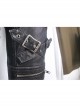 Men Metal Zipper Decoration Metal Buckle Leg Loop Black And Silver Hand-Rubbed Leather Trousers