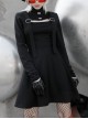 Steam Punk Female Black Hollow High Waist Long Sleeve Dress