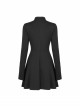 Steam Punk Female Black Hollow High Waist Long Sleeve Dress