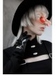 Steam Punk Female Black Hollow High Waist Long Sleeve Dress