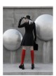 Steam Punk Female Black Hollow High Waist Long Sleeve Dress